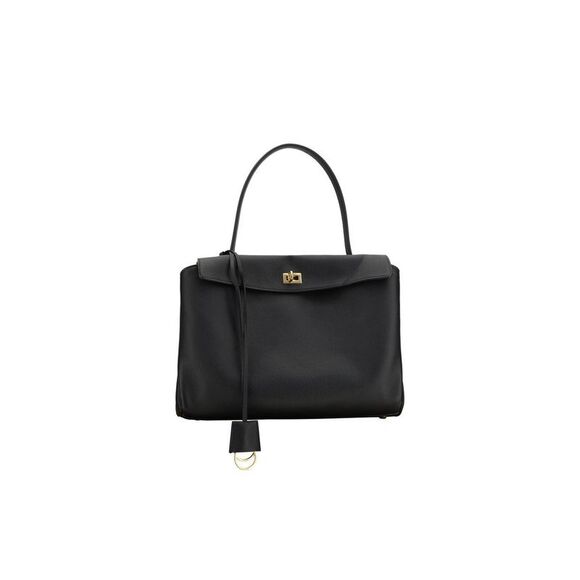 Balenciaga Rodeo Leather Shoulder Bag with Top Handle and Keychain Women Black - Picture 1 of 4